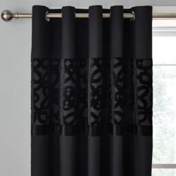 Catherine Lansfield Lattice Cut Velvet Lined Eyelet Curtains - thumbnail 1