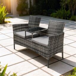 Linea Rattan Double Seat Weather Resistant Garden Bench - thumbnail 1