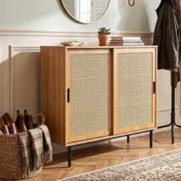Urban Meuble Vintage Rattan Sliding Door Shoe Cabinet - thumbnail 3