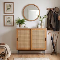 Urban Meuble Vintage Rattan Sliding Door Shoe Cabinet - thumbnail 2