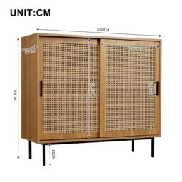 Urban Meuble Vintage Rattan Sliding Door Shoe Cabinet - thumbnail 6