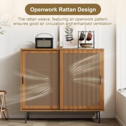 Urban Meuble Vintage Rattan Sliding Door Shoe Cabinet - thumbnail 7