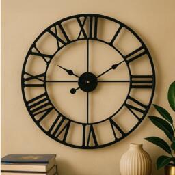 Interiors by Premier Genova 60cm Dia Black Metal Wall Clock - thumbnail 2