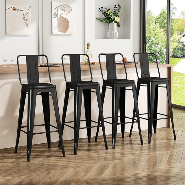 Kabinet UK 4 Set Metal Frame Retro Style High Chair Bar Stool - image 1