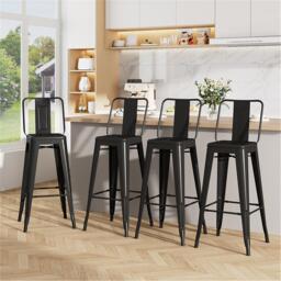 Kabinet UK 4 Set Metal Frame Retro Style High Chair Bar Stool - thumbnail 2