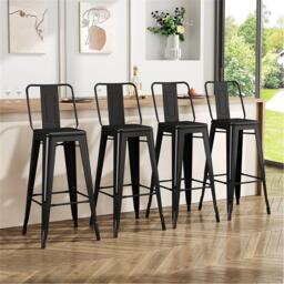 Kabinet UK 4 Set Metal Frame Retro Style High Chair Bar Stool - thumbnail 1
