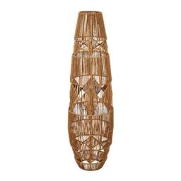 Lighting Collection Diamond Pattern Rattan Floor Lamp - thumbnail 3