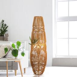 Lighting Collection Diamond Pattern Rattan Floor Lamp