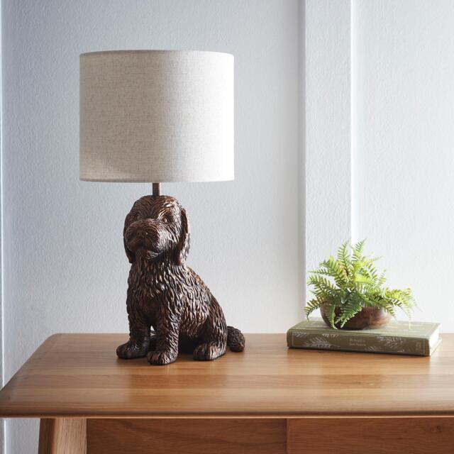 K Living Puppy Red Copper Raisin Table Lamp with Linen Shad - image 1