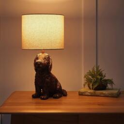 K Living Puppy Red Copper Raisin Table Lamp with Linen Shad - thumbnail 2