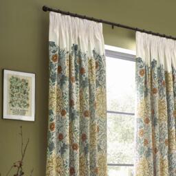 Morris and Co Seaweed Fully Lined Velvet Pencil Pleat Curtains - thumbnail 3