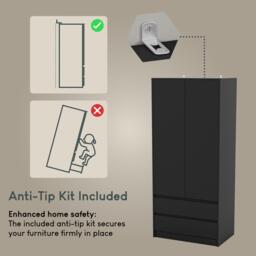 Lassic Vida Designs Denver 2 Door Wardrobe With Drawers - thumbnail 8