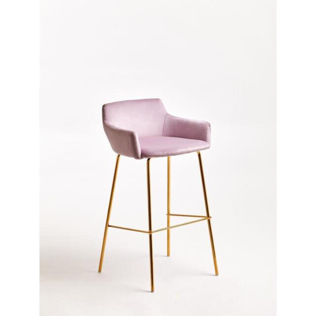 Interiors by Premier Tamzin Pink Velvet Low Back Bar Chair - image 1