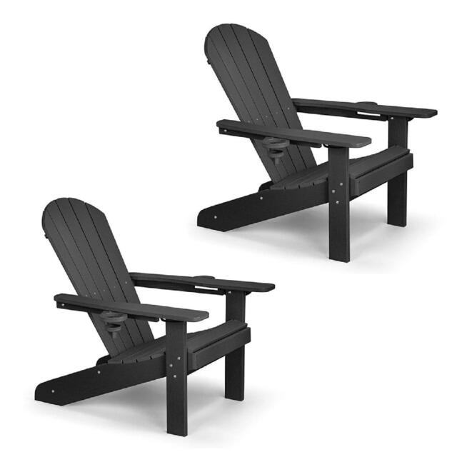 VonHaus Westport Set of 2 Black Garden Chairs - image 1
