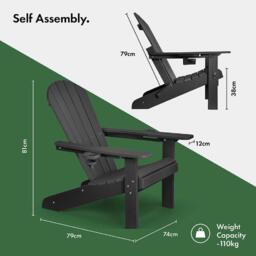 VonHaus Westport Set of 2 Black Garden Chairs - thumbnail 6