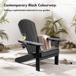 VonHaus Westport Set of 2 Black Garden Chairs - thumbnail 2