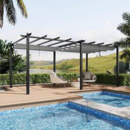 Breeins 10x20ft Aluminium Pergola with Retractable Roof