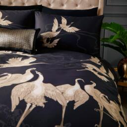 Laurence Llewelyn-Bowen Kireina Pure Cotton Duvet Cover Set Black and Gold - thumbnail 2