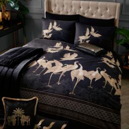Laurence Llewelyn-Bowen Kireina Pure Cotton Duvet Cover Set Black and Gold - thumbnail 1