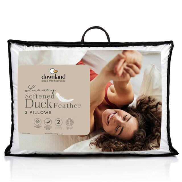 Downland Luxury Softened Duck Feather Pillow Pair - image 1