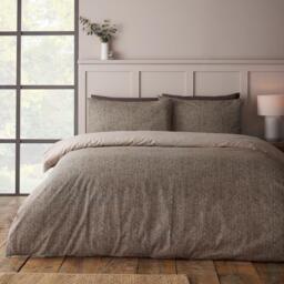 Catherine Lansfield Brushed Herringbone Cotton Duvet Cover Set - thumbnail 1