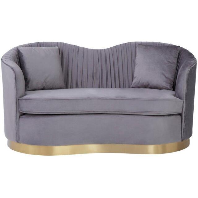 Fifty Five South Franza 2 Seat Pleated Grey Velvet Sofa - image 1