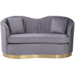 Fifty Five South Franza 2 Seat Pleated Grey Velvet Sofa