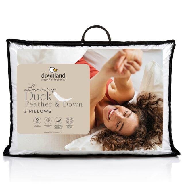 Downland Luxury Cotton Duck Feather & Down Pillow Pair - image 1