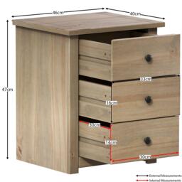 Lassic Vida Designs Panama 3 Drawer Bedside Chest - thumbnail 2