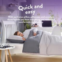 Slumberdown Back to Uni Embossed Waffle Duvet, 2 Pillows - thumbnail 2