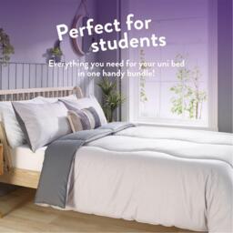Slumberdown Back to Uni Embossed Waffle Duvet, 2 Pillows - thumbnail 3