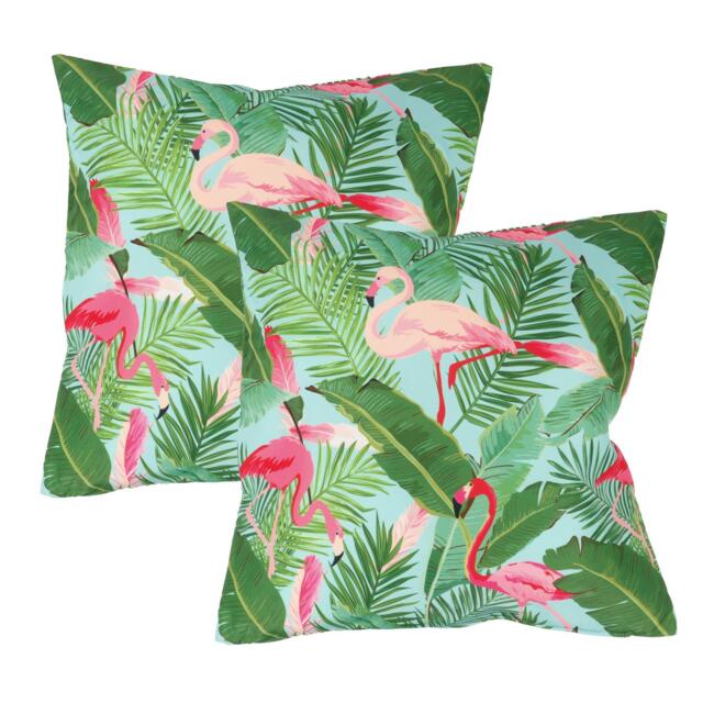 Streetwize Outdoor Pair of Flamingo Leaf Scatter Cushions - image 1