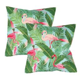 Streetwize Outdoor Pair of Flamingo Leaf Scatter Cushions - thumbnail 1