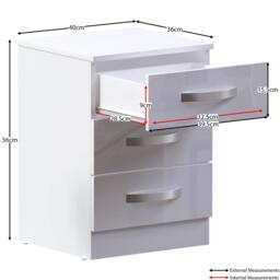 Lassic Vida Designs Hulio 3 Drawer Bedside Cabinet - thumbnail 2