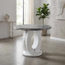 Shankar Neptune Round Marble Effect Dining Table - thumbnail 1