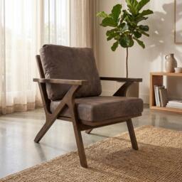 Shankar Hampton Suede Effect Brown Accent Chair - thumbnail 1