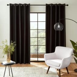 Catherine Lansfield Faux Silk Blackout Thermal Eyelet Curtains - thumbnail 2