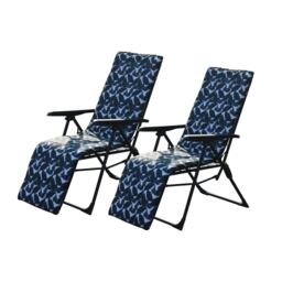 Linea Reclining Metal Frame Patterned Cushion Garden Chairs - thumbnail 2