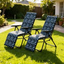 Linea Reclining Metal Frame Patterned Cushion Garden Chairs - thumbnail 1