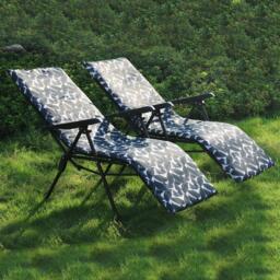Linea Reclining Metal Frame Patterned Cushion Garden Chairs - thumbnail 3