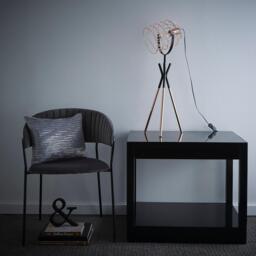 K Living Fulton Tripod Copper Cage Table Lamp Industrial