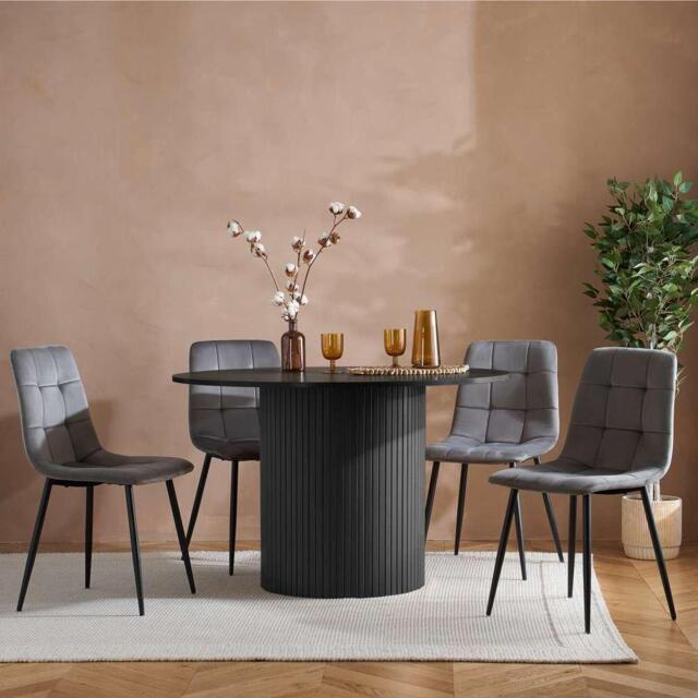 Birlea Axel Round Fluted Dining Table with 4 Chairs - image 1