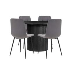 Birlea Axel Round Fluted Dining Table with 4 Chairs - thumbnail 5