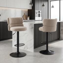Shankar Set of 2 Mason Brushed Velvet Black Base Bar Stool - thumbnail 1