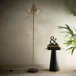 K Living Aspen 2 Light Tiered Glass Brass Floor Lamp - thumbnail 1