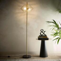 K Living Aspen 2 Light Tiered Glass Brass Floor Lamp - thumbnail 2