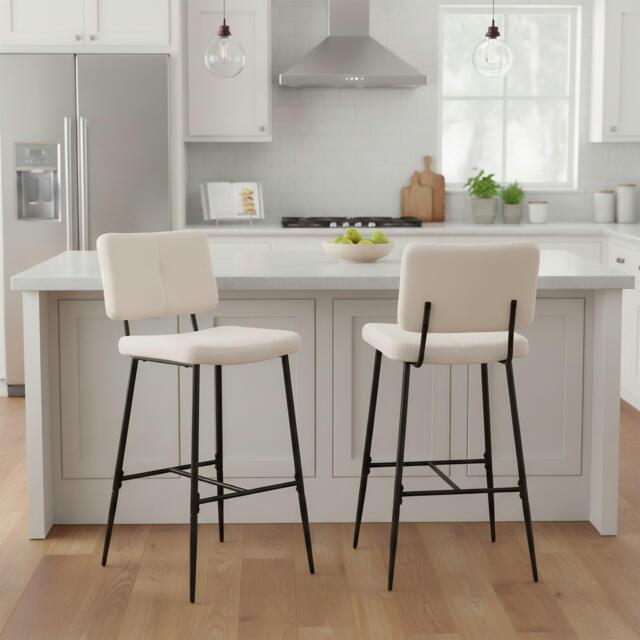 Urban Meuble Set of 2 Modern Beige Bar Stool Tall Seating - image 1