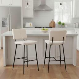Urban Meuble Set of 2 Modern Beige Bar Stool Tall Seating - thumbnail 1