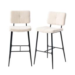 Urban Meuble Set of 2 Modern Beige Bar Stool Tall Seating - thumbnail 2