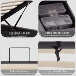 Lassic Lisbon 3ft Single Ottoman Faux Leather Bed UKFR - thumbnail 4